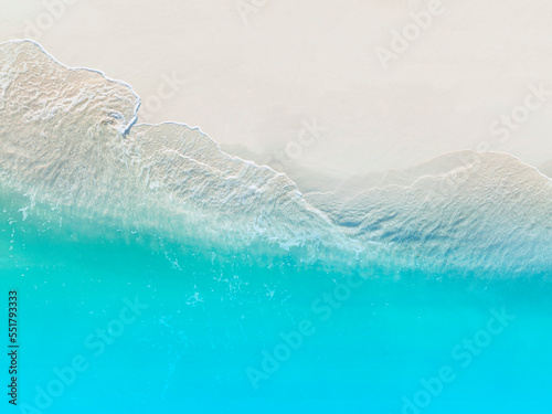 The ecology system with a wave water energy on the beach with a summer tropical background , Aerial view