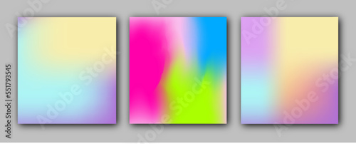 Rainbow Gradient Set. Color Background. Pink, Green, Red, Blue, Violet, Yellow Blurred Mesh. Vector Modern Banners. AbstractBright Wallpaper. Technology Cover And Template Design.