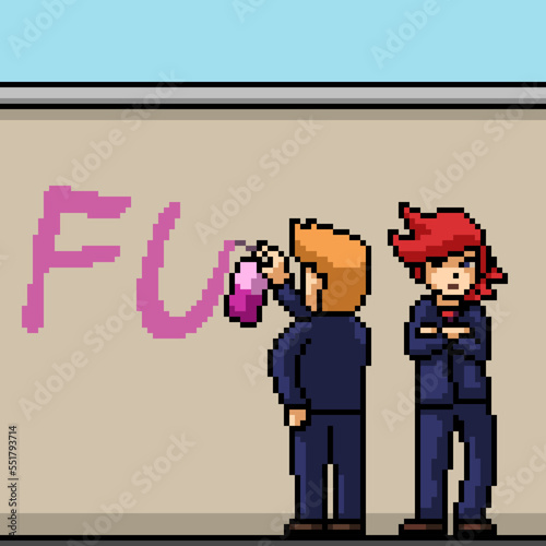 pixel art thug teenager gangster