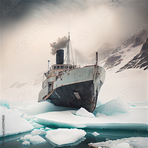 Wallpaper Mural Steam ship stuck in the ice