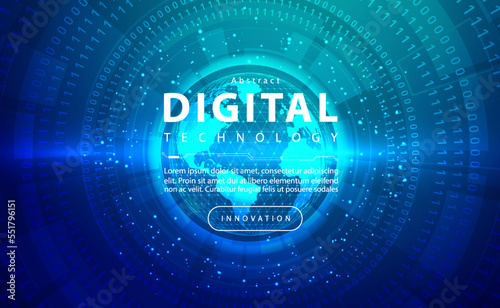 Digital technology worldwide global network internet connection blue green background, Abstract cyber tech futuristic world, Ai big data, Innovation 5g wireless wifi future, illustration vector 3d