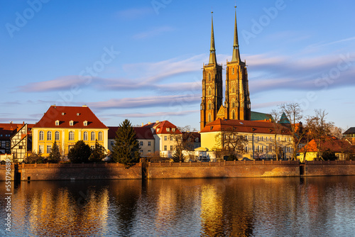 View of Cathedral of Saint John the Baptist. Cathedral Island, Wroclaw, Poland.