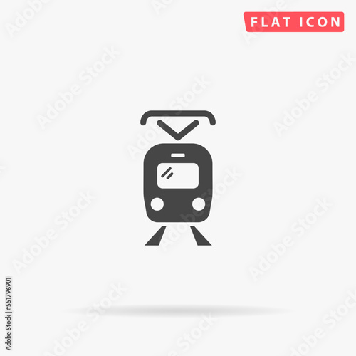 Tram flat vector icon. Hand drawn style design illustrations. © burntime555