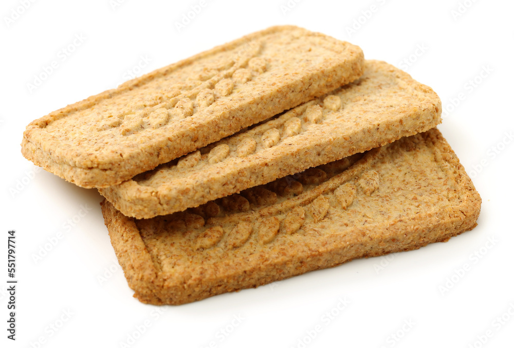 Cookies made of whole grain cereals on a white background Cookies made of whole grain cereals on a white background