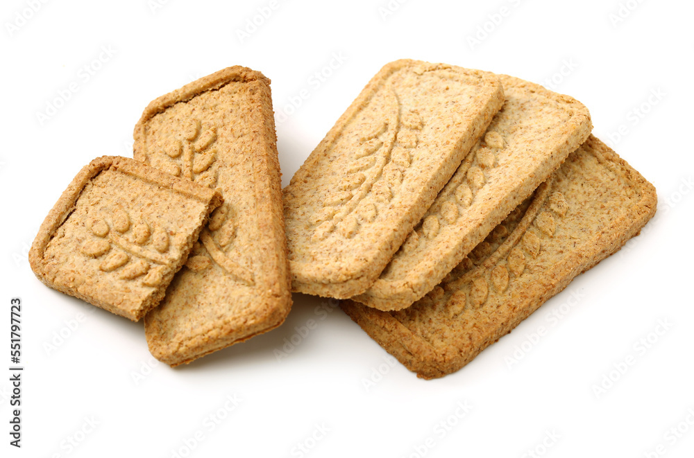Cookies made of whole grain cereals on a white background Cookies made of whole grain cereals on a white background