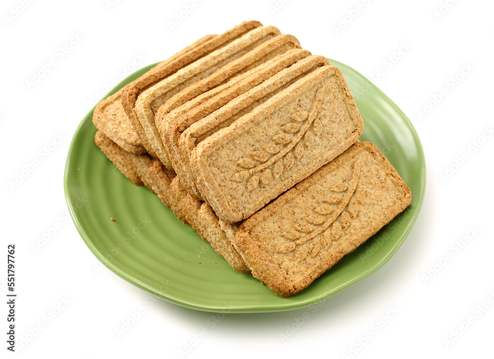 Cookies made of whole grain cereals on a white background Cookies made of whole grain cereals on a white background