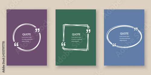 Quote box frame blank templates collection.Geometric frames with quote marks and text citation. Templates of texting black line quote frames .Texting quote boxes.Vector colorful banners