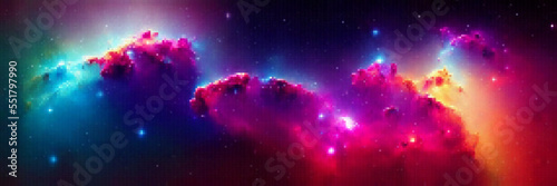 Cosmic panoramic background. Outer space. Vector colorful pixelated illustration.