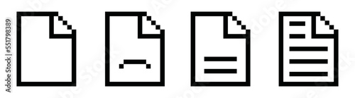 Document file pixel icon, vector illustration