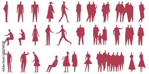 Collection of people in Pantone 2023 set, isolated on white background vector illustration. Architect sketch style.