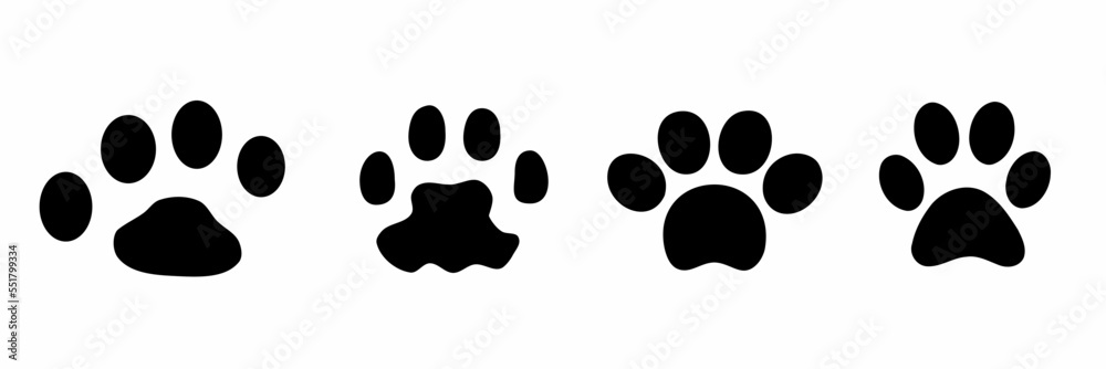 Collection of cat and dog paws icon. Stock vector Collection of cat and dog paws icon. Stock vector