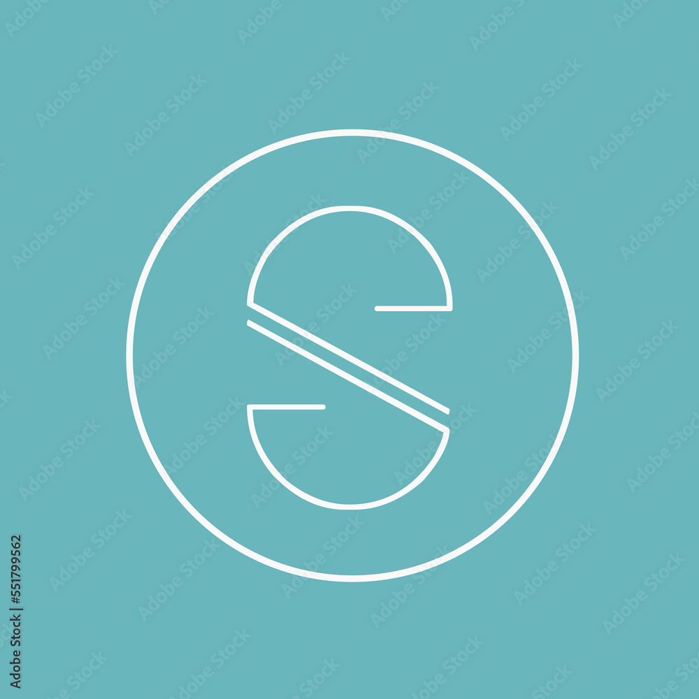 Letter S logo monogram signature icon.Alphabet initial isolated on teal fund.Lettering sign.Modern deco design, minimalist style character.Geometric circle frame typography. Letter S logo monogram signature icon.Alphabet initial isolated on teal fund.Lettering sign.Modern deco design, minimalist style character.Geometric circle frame typography.