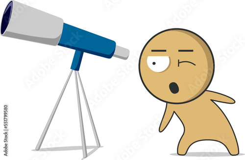 Man looking through a telescope    