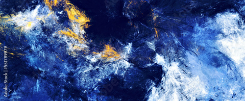 Abstract blue paint background. Cold painting pattern. Fractal art for creati...