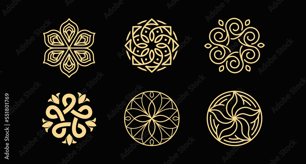 Vector logo design template and emblem with petals and lines - luxury beauty spa concept - green badge for yoga studios, holistic medicine centers, natural and organic food products and packaging Vector logo design template and emblem with petals and lines - luxury beauty spa concept - green badge for yoga studios, holistic medicine centers, natural and organic food products and packaging