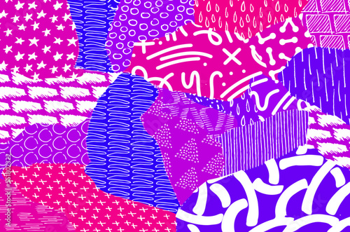 Abstract black strokes, Hand sketched Vector Pattern. Retro abstract pattern in geometric style. Abstract multicolored geometric pattern.	