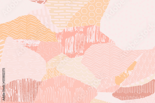 Abstract black strokes, Hand sketched Vector Pattern. Retro abstract pattern in geometric style. Abstract multicolored geometric pattern.	
