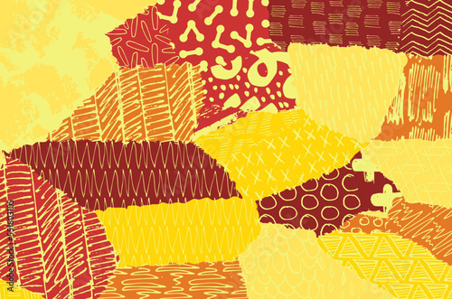 Abstract black strokes, Hand sketched Vector Pattern. Retro abstract pattern in geometric style. Abstract multicolored geometric pattern.	
