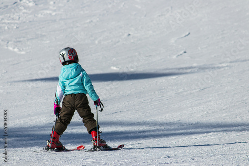 Little skier. Theme of winter sports. Shahdag Resort - Azerbaijan.