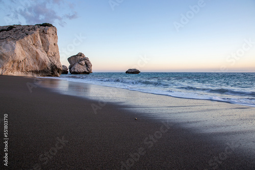 View of Aphrodite's Rocks during sunset, Cyprus
 photo