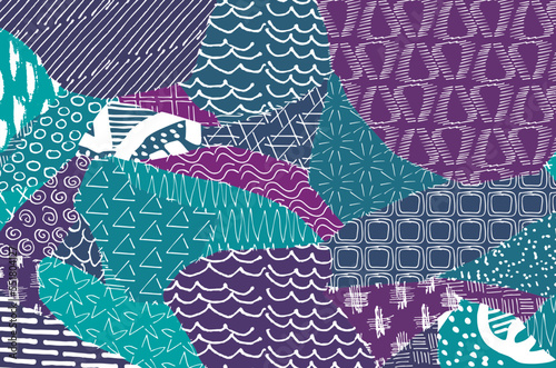 Abstract black strokes, Hand sketched Vector Pattern. Retro abstract pattern in geometric style. Abstract multicolored geometric pattern.	
