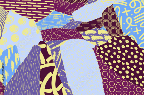 Abstract black strokes, Hand sketched Vector Pattern. Retro abstract pattern in geometric style. Abstract multicolored geometric pattern.	
