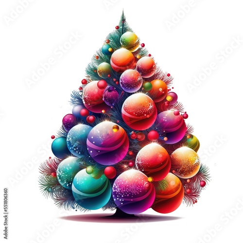 Christmas tree. colorful decor. Christmas Holidays. transparent background  illustration.