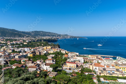 Sorrento seen from the viewpoint up on the mountain on a sunny day.