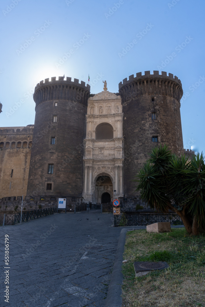 Nuovo Castle of Naples, on a sunny day.