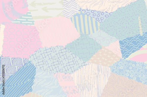 Abstract black strokes, Hand sketched Vector Pattern. Retro abstract pattern in geometric style. Abstract multicolored geometric pattern.	
