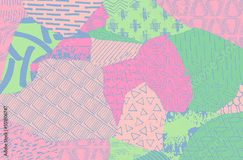 Abstract black strokes, Hand sketched Vector Pattern. Retro abstract pattern in geometric style. Abstract multicolored geometric pattern.	
