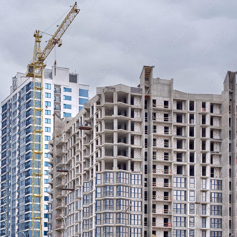 Half completed residential building, building under construction ...