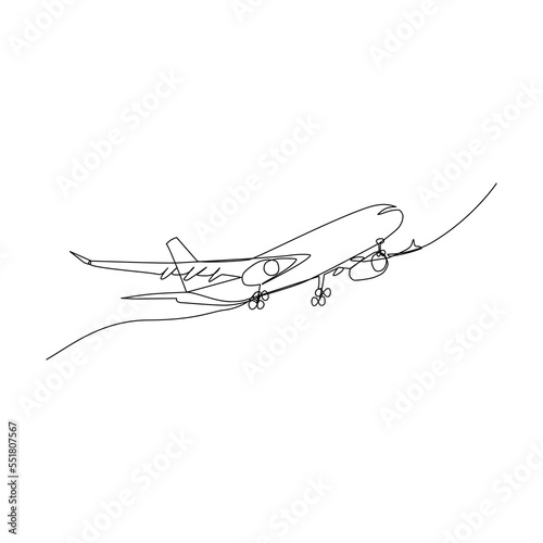 Airplane vector illustration drawn in line art style