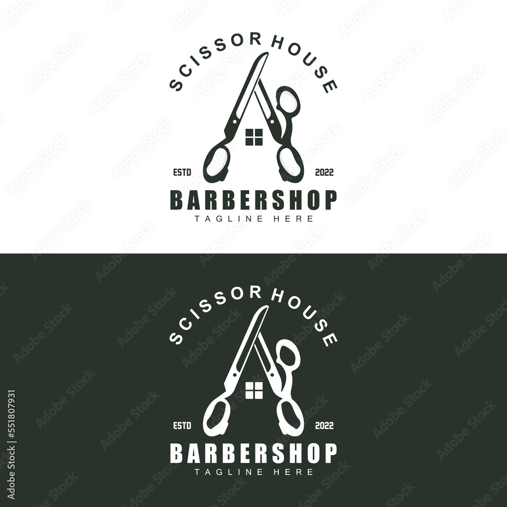Scissors Logo Design, Barbershop Shaver Vector, Babershop Scissors Brand Illustration Scissors Logo Design, Barbershop Shaver Vector, Babershop Scissors Brand Illustration