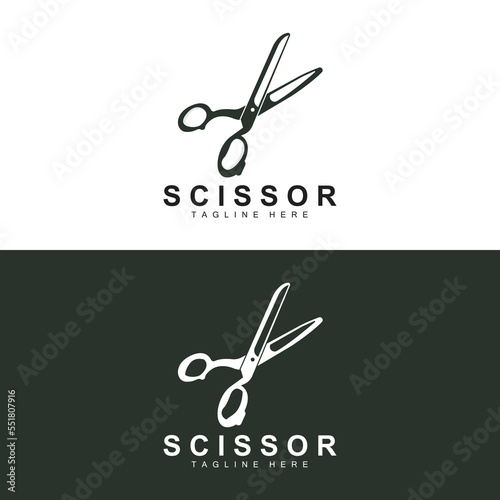 Scissors Logo Design, Barbershop Shaver Vector, Babershop Scissors Brand Illustration