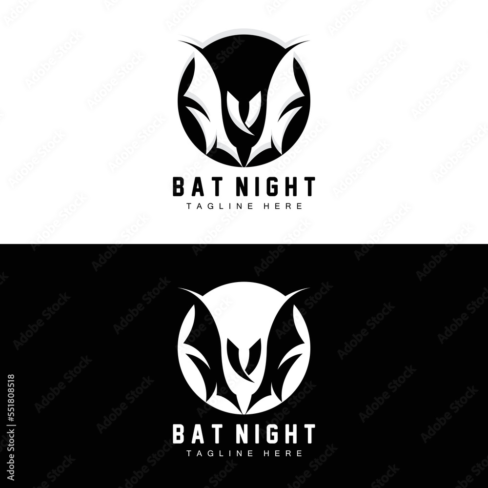 Obraz premium Bat Logo, Night Flying Animal Icon, Company Vector,Halloween Template