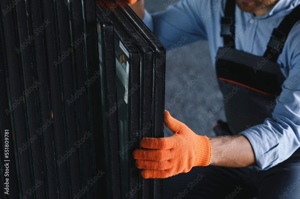 Naklejka premium Glass,Aluminium and PVC industry workers