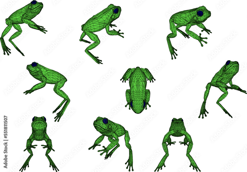 Fototapeta premium a collection of white background green frog vector designs