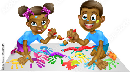 Kids Playing With Paints