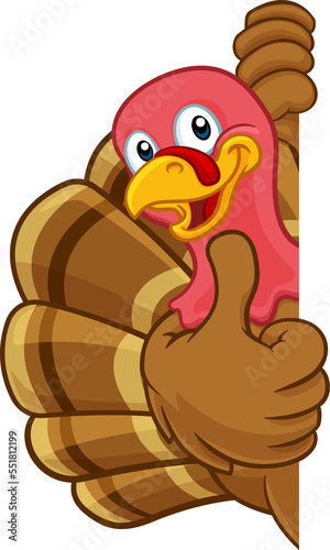 Turkey Thanksgiving or Christmas Cartoon Character photo