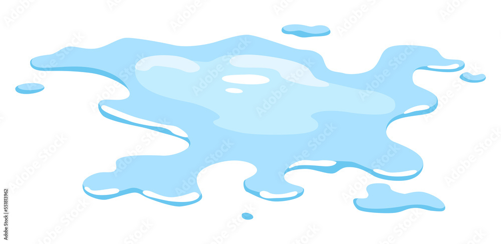 Water spill puddle. Blue liquid various shape in flat cartoon style. fluid design element isolted on white background Water spill puddle. Blue liquid various shape in flat cartoon style. fluid design element isolted on white background
