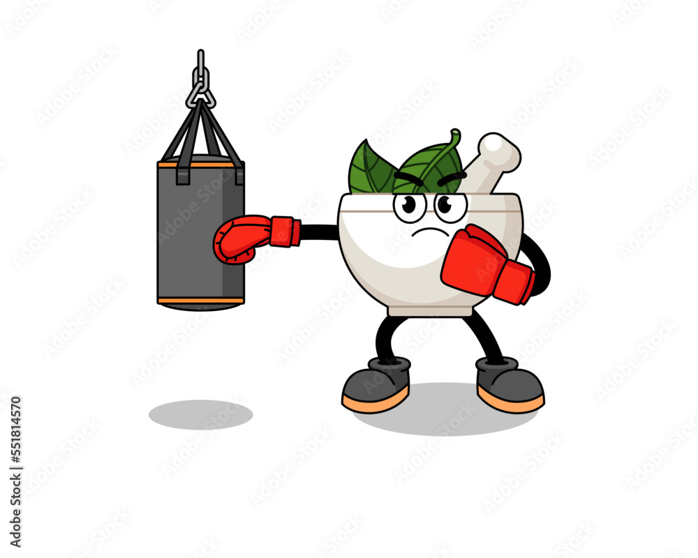Illustration of herbal bowl boxer Illustration of herbal bowl boxer