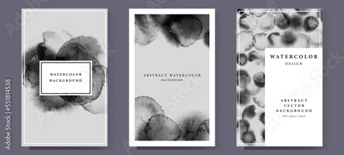 Set of vector abstract watercolor backgrounds for text in dark colors