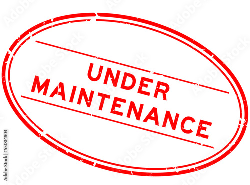 Grunge red under maintenance word oval rubber seal stamp on white background