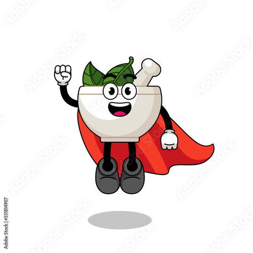 herbal bowl cartoon with flying superhero