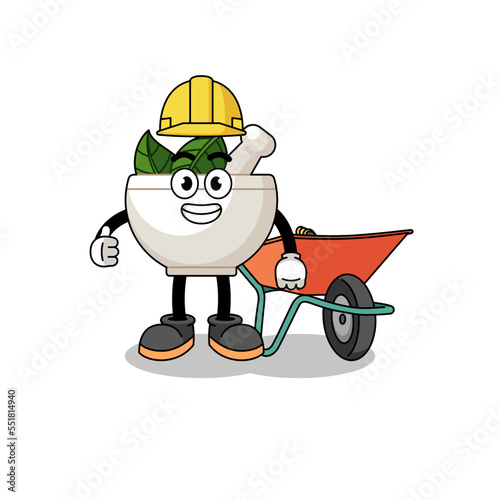 herbal bowl cartoon as a contractor