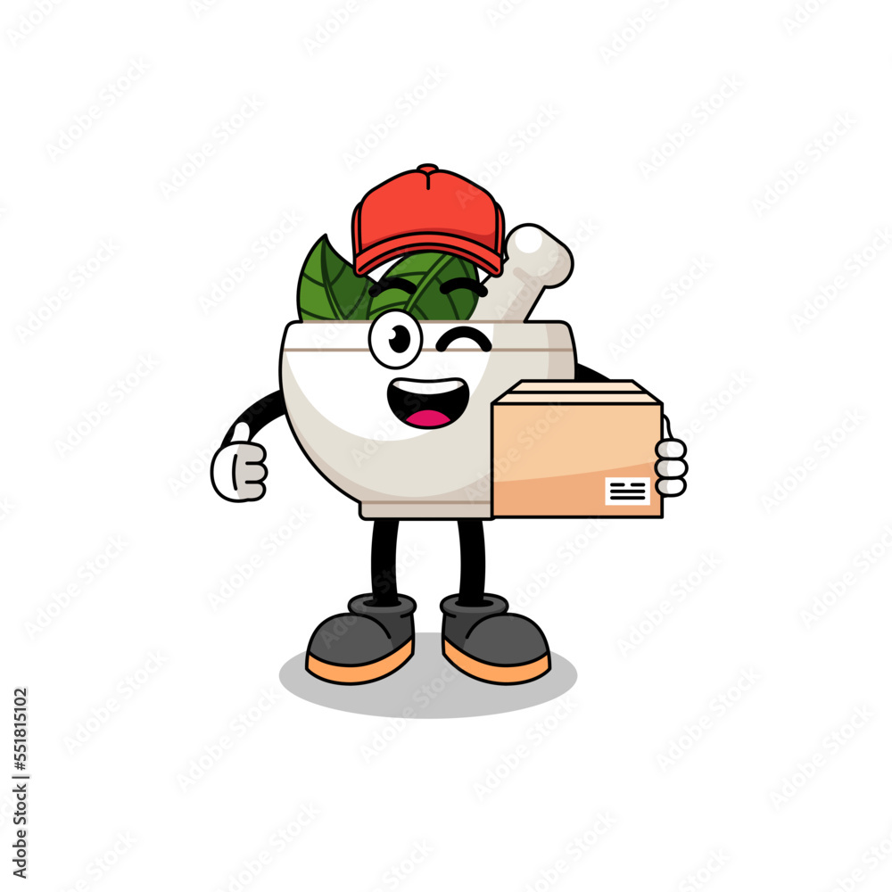 herbal bowl mascot cartoon as an courier herbal bowl mascot cartoon as an courier