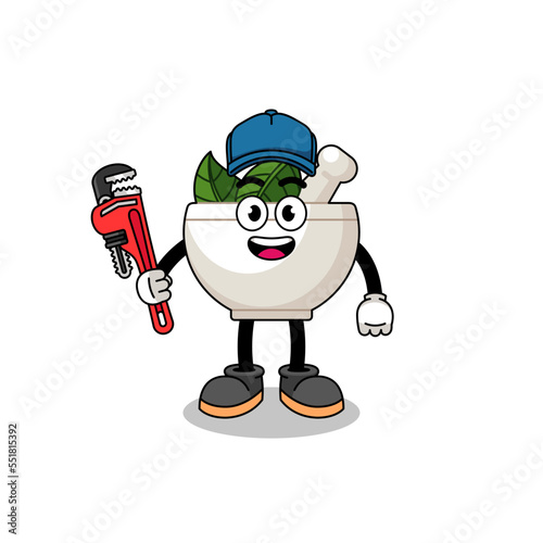 herbal bowl illustration cartoon as a plumber