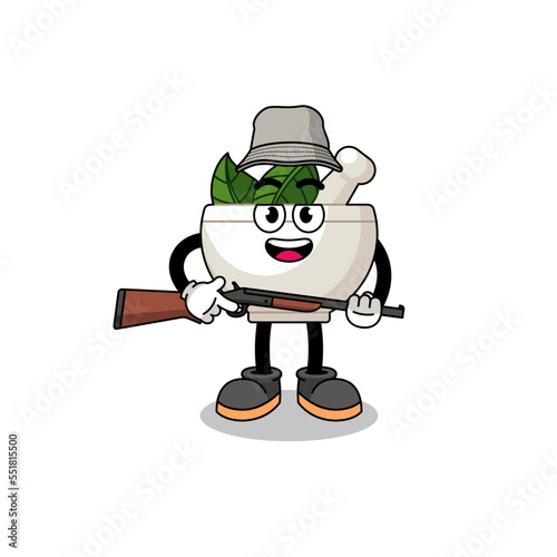Cartoon Illustration of herbal bowl hunter