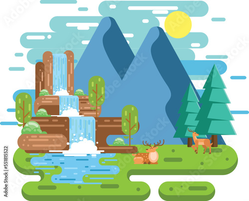 Savanna illustration with flat design
